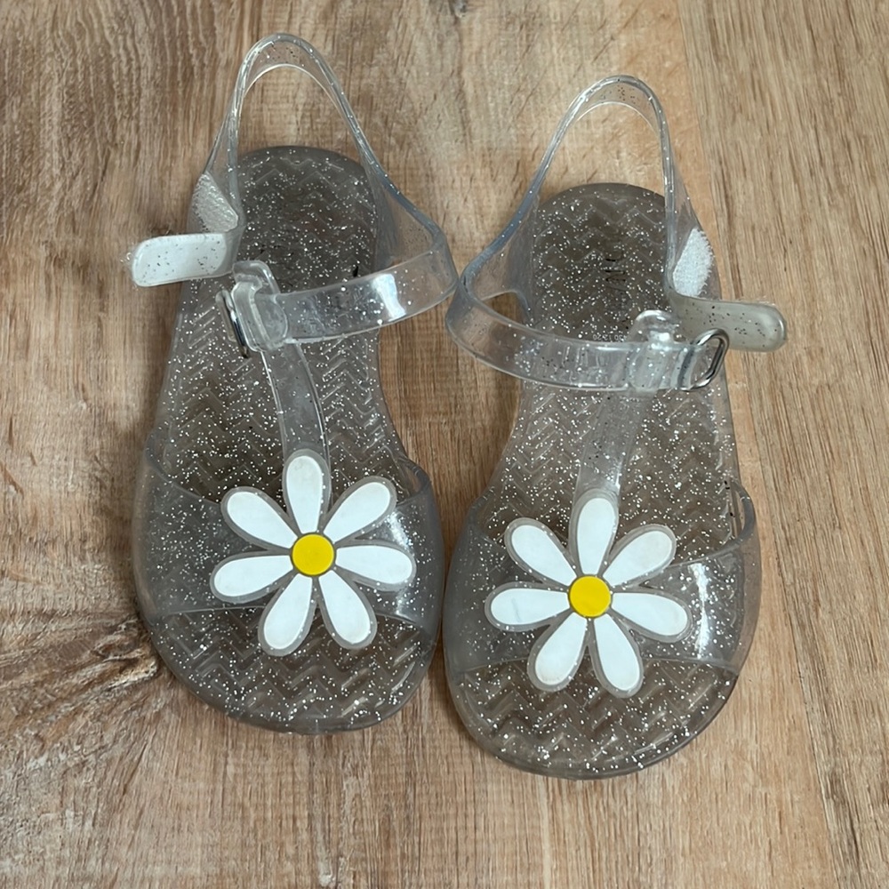 Clear glitter sandals for toddler